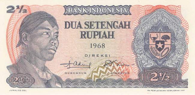 Indonesien 2  1/2 Rupiah 1968 p.103 p75